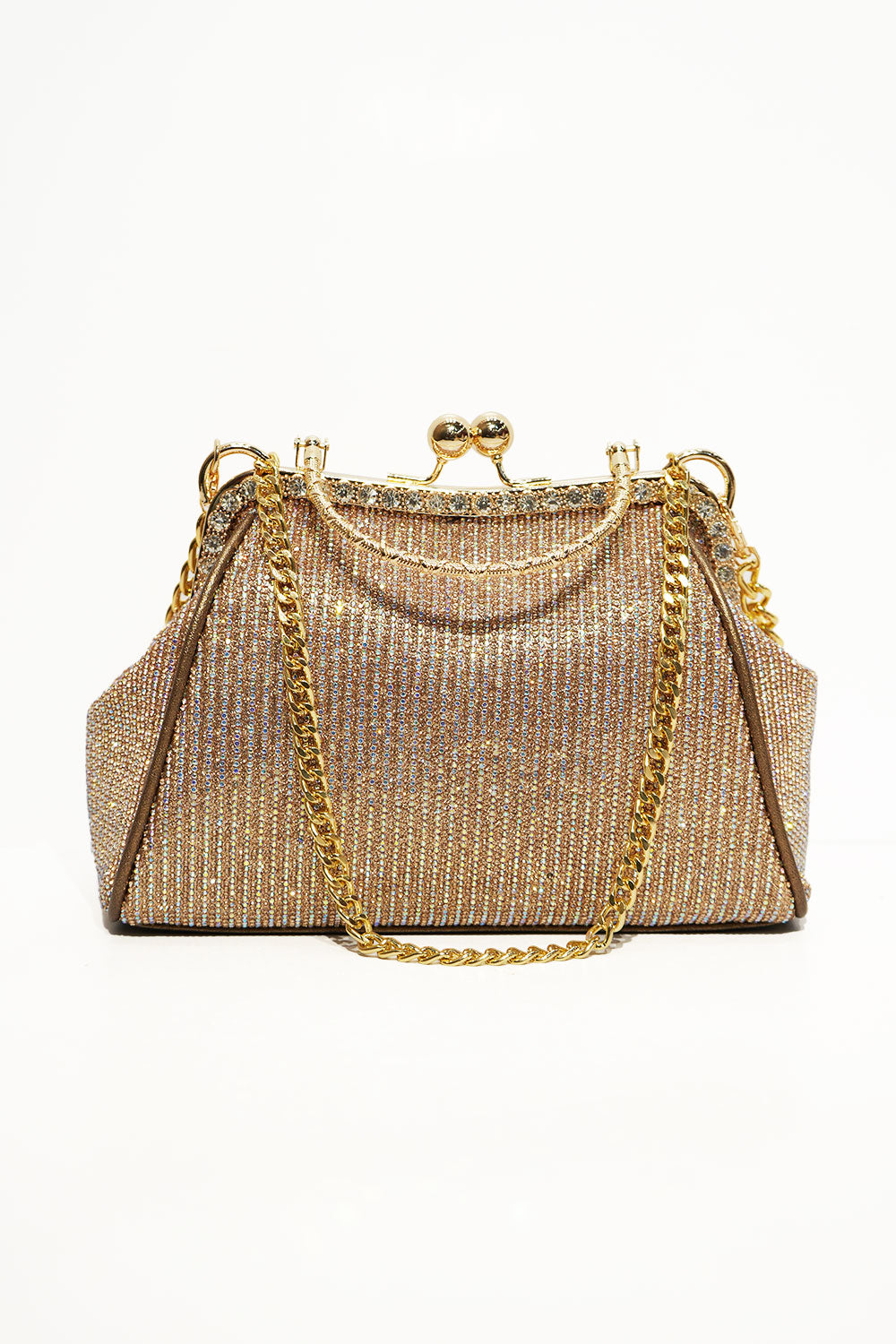 Luxe Gold Crystal Frame Clutch – Vara bag