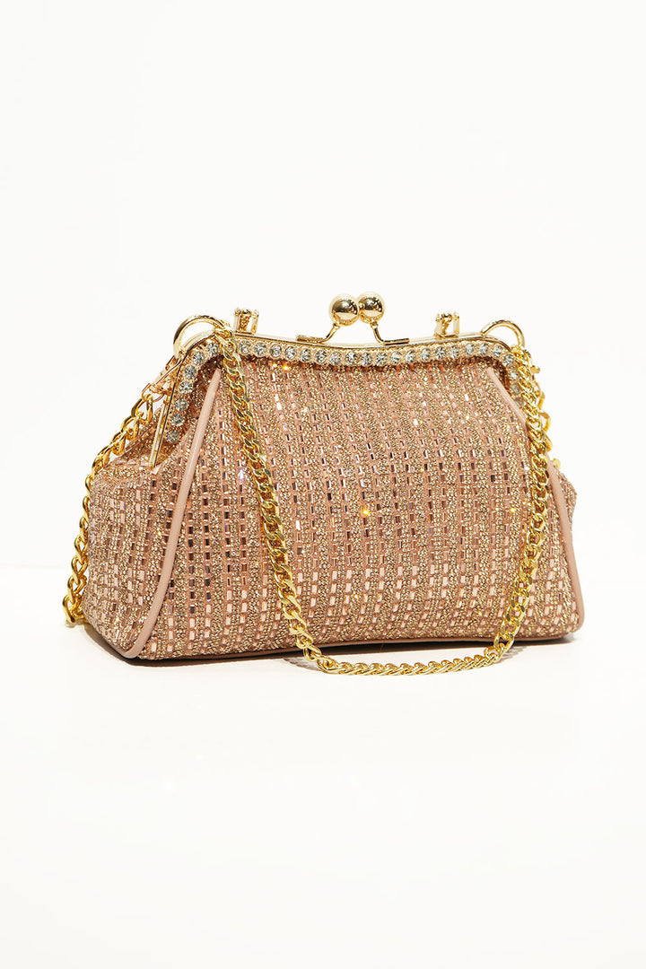 Luxe Gold Crystal Frame Clutch