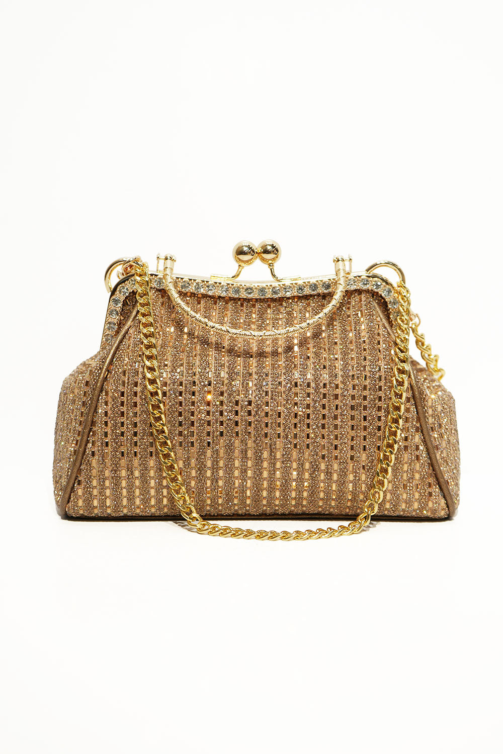 Luxe Gold Crystal Frame Clutch