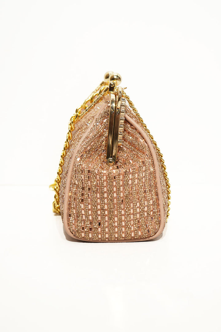 Luxe Gold Crystal Frame Clutch
