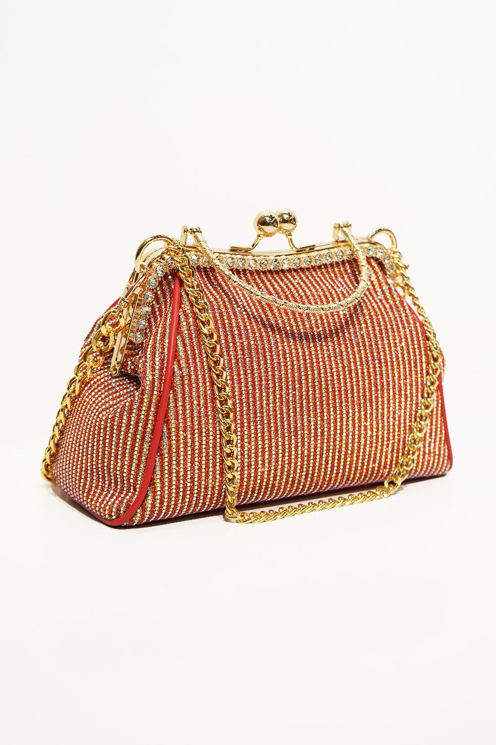 Luxe Gold Crystal Frame Clutch