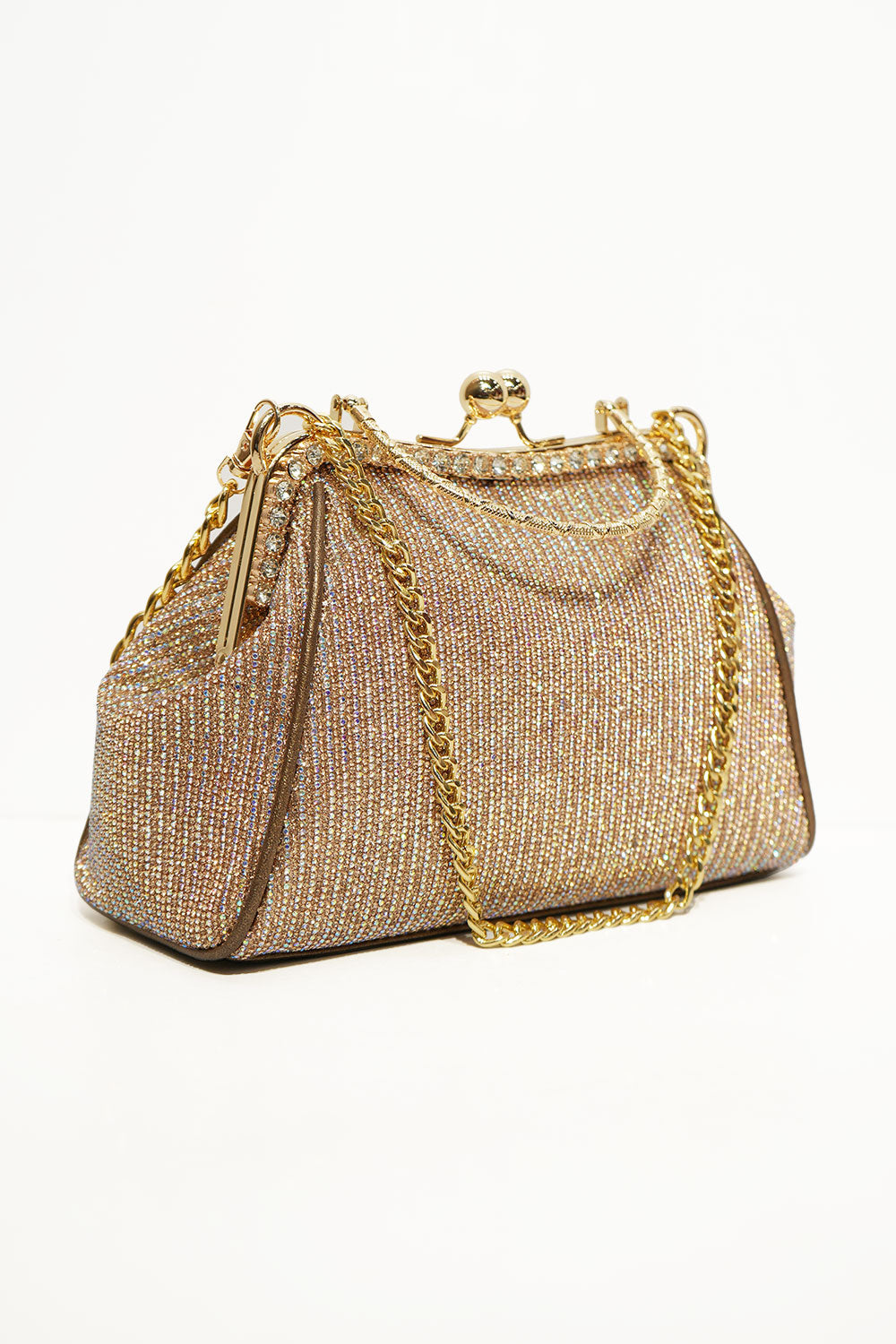 Luxe Gold Crystal Frame Clutch