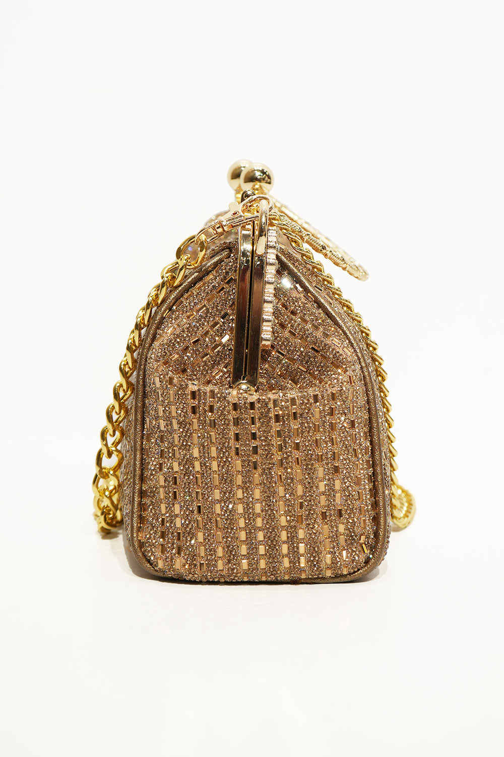 Luxe Gold Crystal Frame Clutch