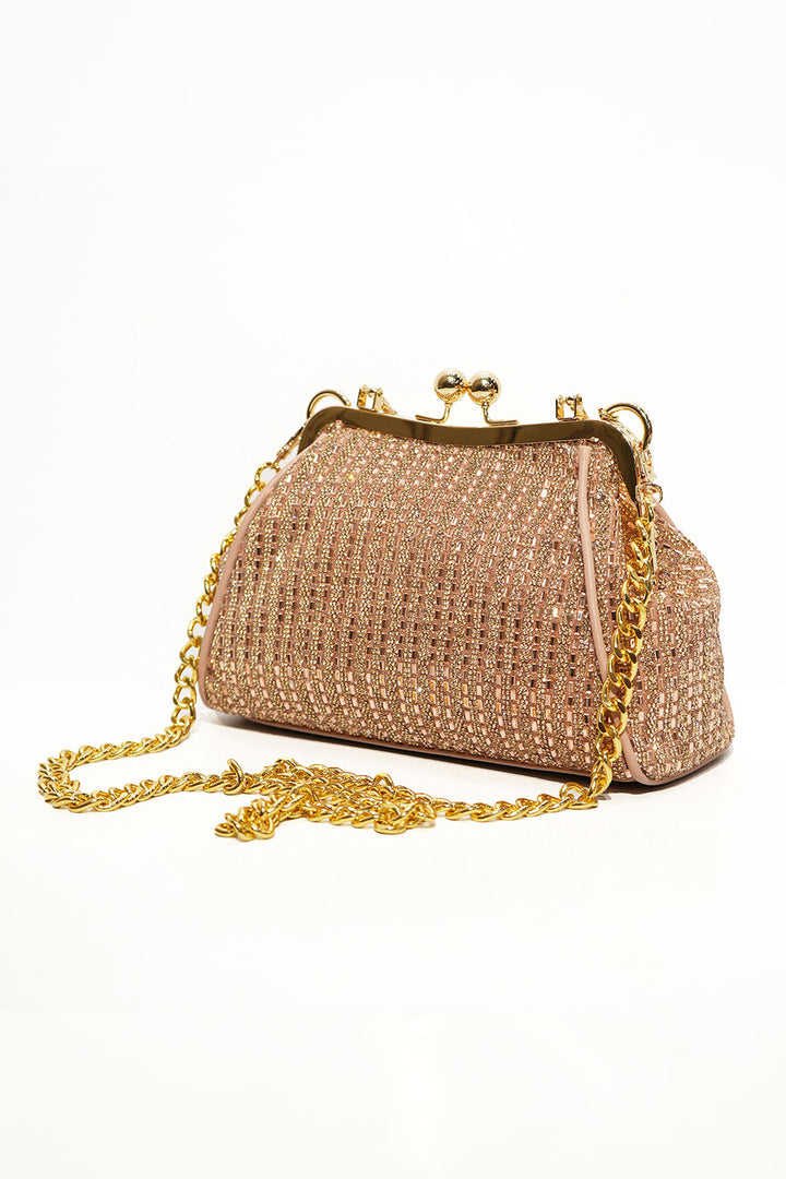 Luxe Gold Crystal Frame Clutch