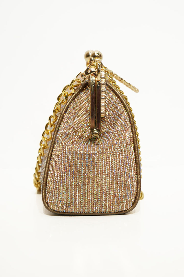 Luxe Gold Crystal Frame Clutch