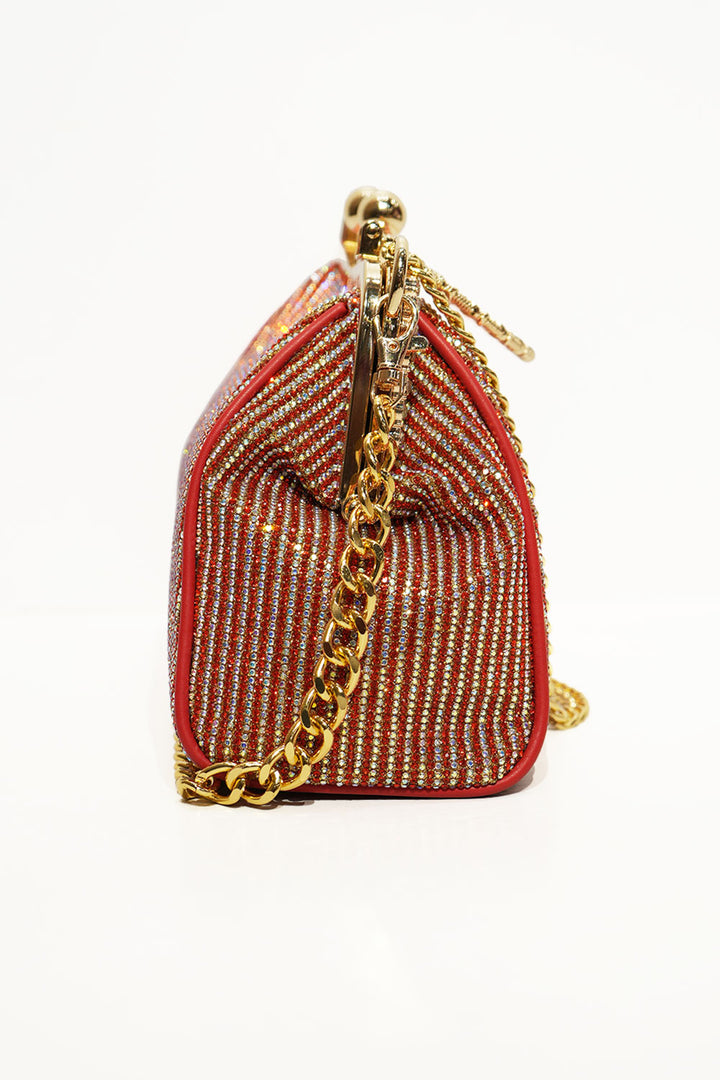 Luxe Gold Crystal Frame Clutch