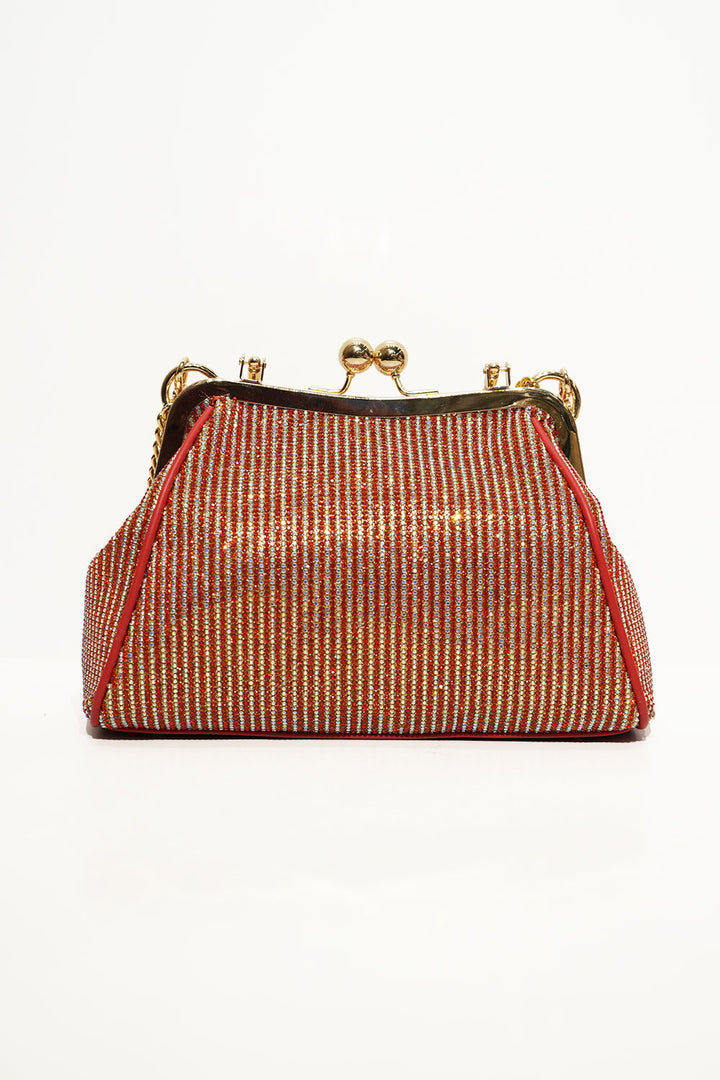 Luxe Gold Crystal Frame Clutch