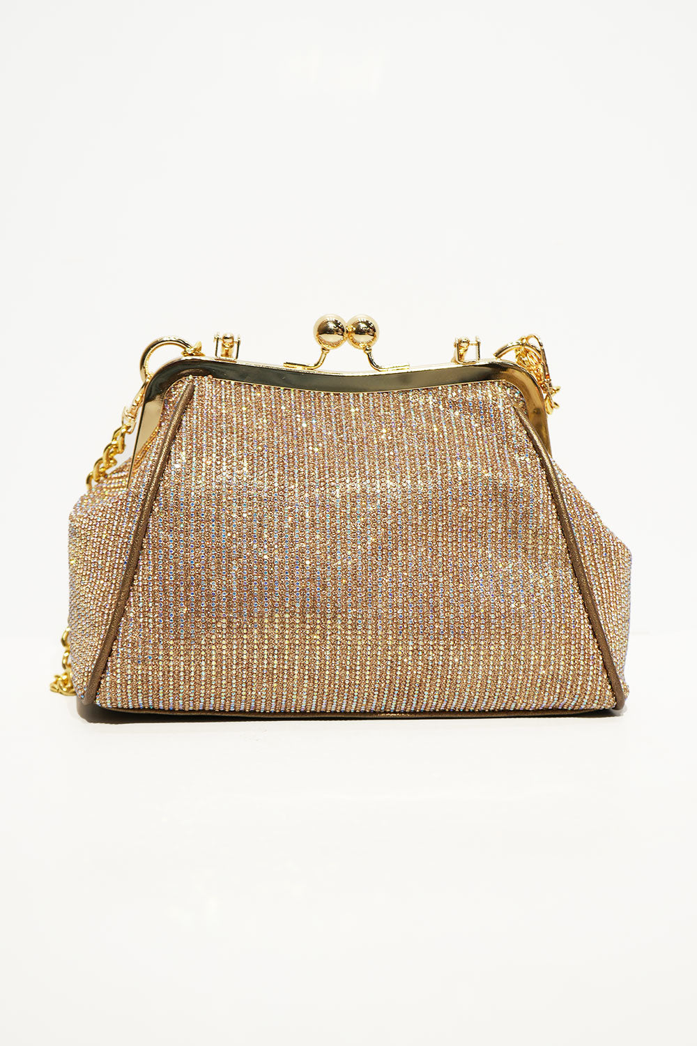 Luxe Gold Crystal Frame Clutch