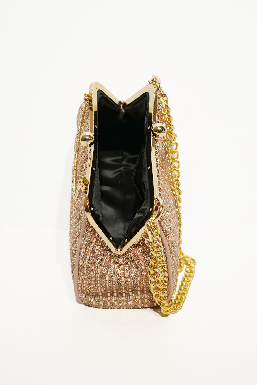 Luxe Gold Crystal Frame Clutch