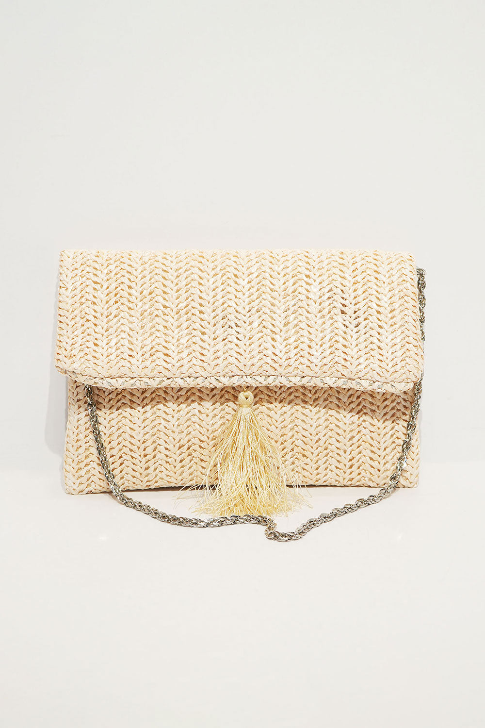 Tassel Charm Clutch (Raffia)