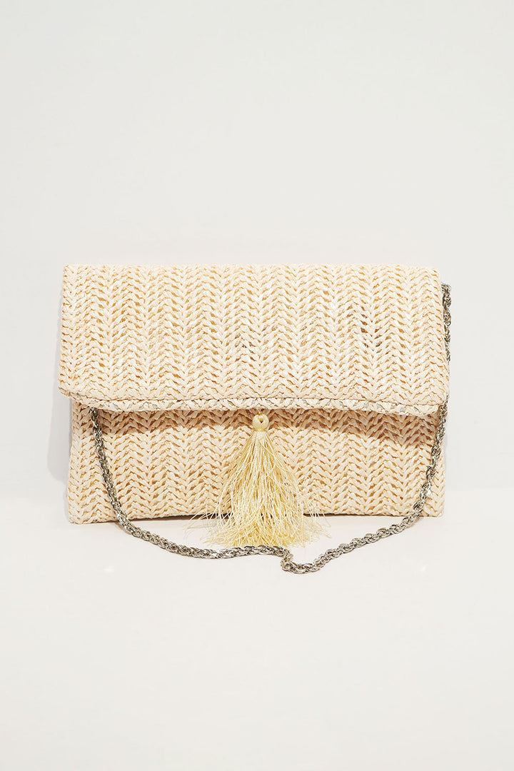 Tassel Charm Clutch (Raffia)
