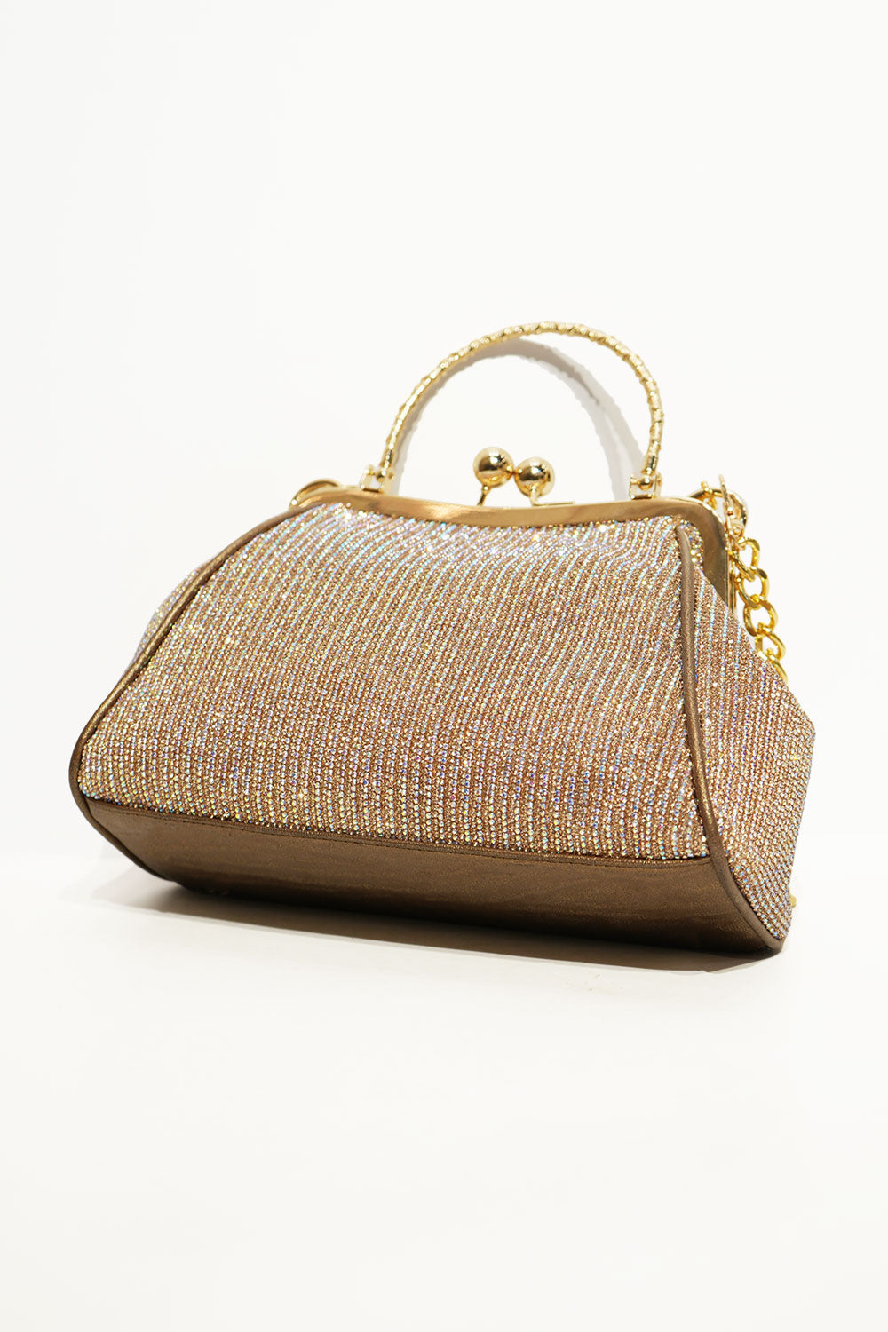 Luxe Gold Crystal Frame Clutch