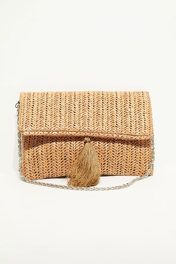 Tassel Charm Clutch (Raffia)