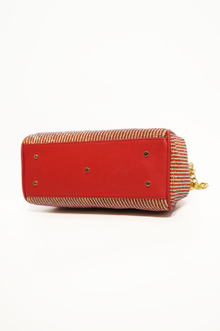 Luxe Gold Crystal Frame Clutch