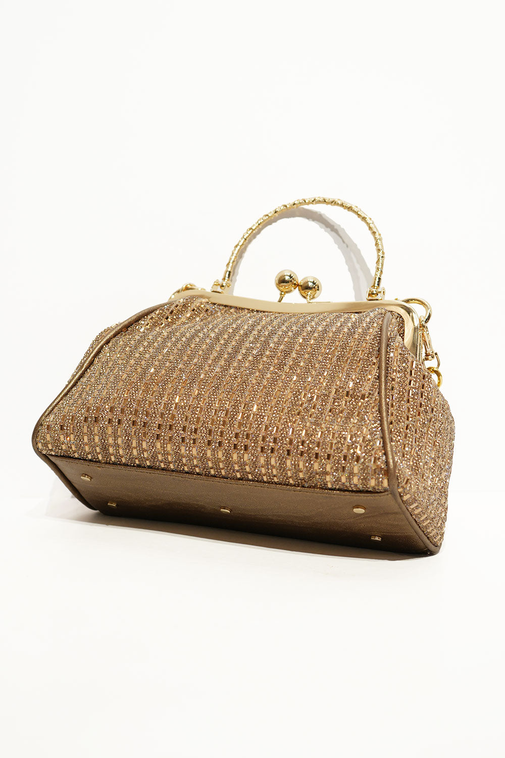 Luxe Gold Crystal Frame Clutch