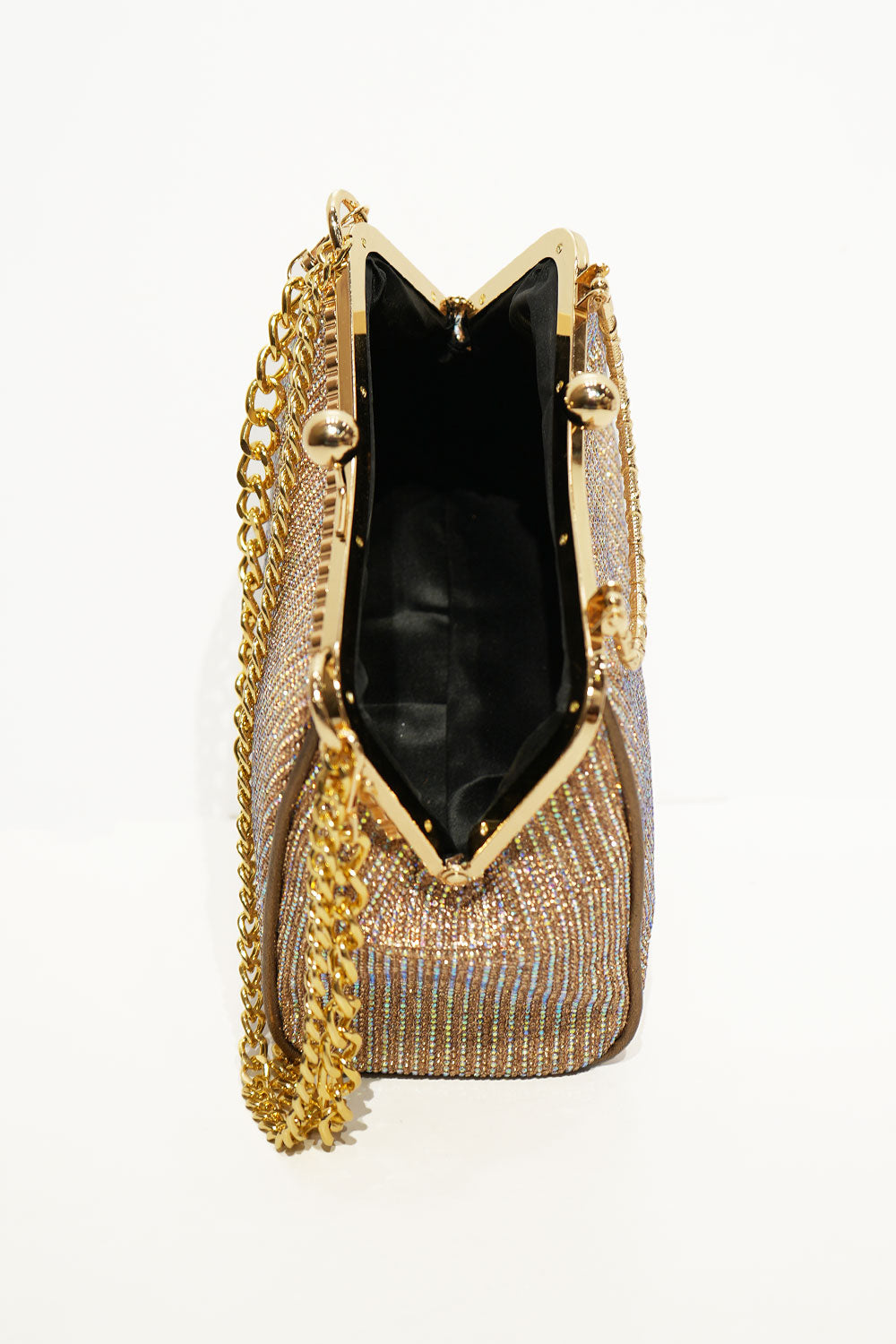 Luxe Gold Crystal Frame Clutch