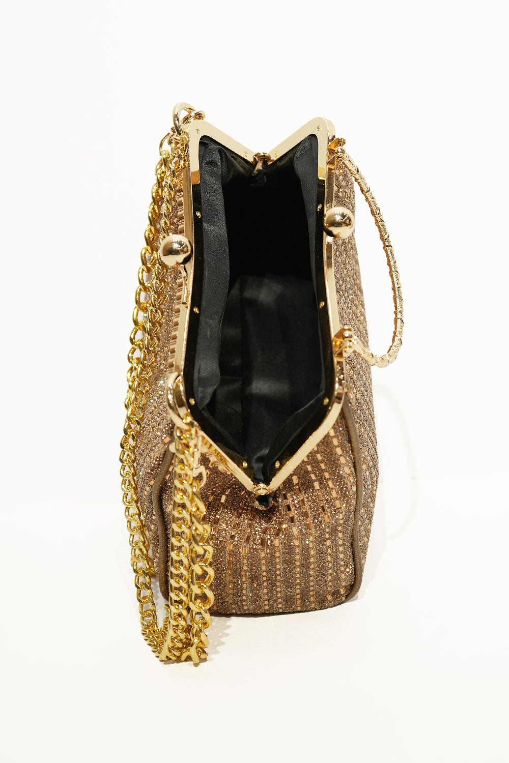 Luxe Gold Crystal Frame Clutch