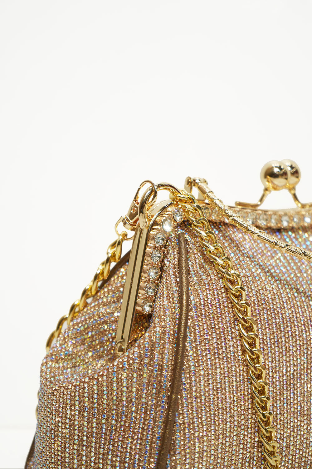 Luxe Gold Crystal Frame Clutch